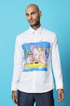 Buy_Sahil Aneja_White Cotton Print Town Shirt _Online_at_Aza_Fashions