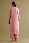 Shop_Devnaagri_Pink Silk Chanderi Embroidered Dori Notched Straight Kurta And Palazzo Set _at_Aza_Fashions