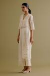 Buy_Devnaagri_Ivory Silk Chanderi Embroidered Dori Straight Kurta And Pant Set _Online_at_Aza_Fashions