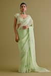 Buy_Devnaagri_Green Silk Organza Embroidered Dori Saree With Blouse _at_Aza_Fashions