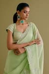 Devnaagri_Green Silk Organza Embroidered Dori Saree With Blouse _Online_at_Aza_Fashions