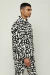 Buy_Abraham & Thakore_White Cotton Hand Block Print Calligraphy Jacket _Online_at_Aza_Fashions