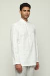 Buy_Abraham & Thakore_White Cotton Embroidered Resham Code Short Kurta _Online_at_Aza_Fashions