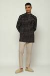 Buy_Abraham And Thakore_Black Cotton Ajrakh Hand Block Print Kurta _at_Aza_Fashions