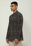 Abraham And Thakore_Black Cotton Ajrakh Hand Block Print Kurta _Online_at_Aza_Fashions