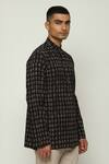 Buy_Abraham And Thakore_Black Cotton Ajrakh Hand Block Print Kurta _Online_at_Aza_Fashions