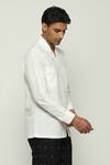 Buy_ABRAHAM AND THAKORE_White Cotton Embroidered Code Tonal Shirt _Online_at_Aza_Fashions