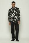 Buy_Abraham And Thakore_White Cotton Calligraphy Print Shirt _at_Aza_Fashions