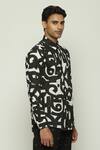 Buy_Abraham And Thakore_White Cotton Calligraphy Print Shirt _Online_at_Aza_Fashions