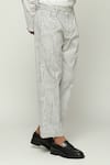 Buy_Abraham & Thakore_White Cotton Printed Broken Pinstripes Motif Pant _Online_at_Aza_Fashions