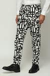 Shop_Abraham & Thakore_White Cotton Printed Calligraphy Hand Block Pant _at_Aza_Fashions