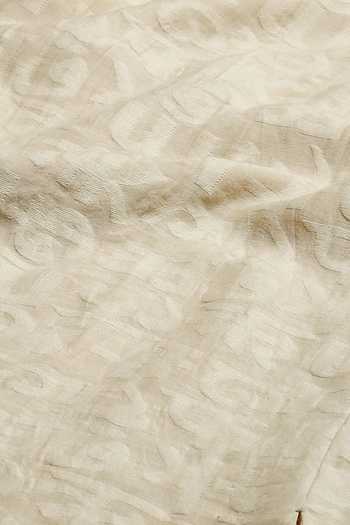 Buy_ABRAHAM AND THAKORE_Beige Chanderi Cut Work Collared Calligraphy Shirt 
