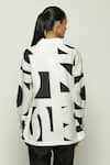 Shop_Abraham And Thakore_Black Silk, Cotton Collared Watercolor Calligraphy Pattern Shirt _at_Aza_Fashions