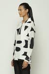 Buy_Abraham And Thakore_Black Silk, Cotton Collared Watercolor Calligraphy Pattern Shirt _Online_at_Aza_Fashions