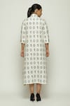 Shop_Abraham And Thakore_Black Silk, Cotton Collared Ikat Code Pattern Shirt Dress _at_Aza_Fashions