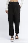 Abraham & Thakore_Black Chanderi Binary Code Flock Trouser _Online_at_Aza_Fashions