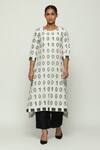 Buy_Abraham & Thakore_Ivory Silk Woven Ikat Code Round Neck Kurta _at_Aza_Fashions