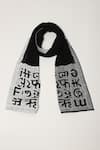 Buy_Abraham & Thakore_Black Crewel Embroidered Alphabet Scarf _at_Aza_Fashions