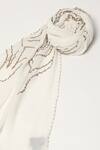 Shop_Abraham And Thakore_Ivory Sequins, Beads Ottoman Tulip Embroidered Scarf_at_Aza_Fashions