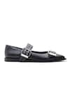 Shop_Dang Shoes_Black Double Buckle Strap Flats _at_Aza_Fashions