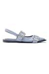 Shop_Dang Shoes_Grey Metallic Rivet Strap Flats _at_Aza_Fashions