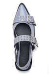 Dang Shoes_Grey Metallic Rivet Strap Flats _Online_at_Aza_Fashions