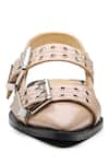 Buy_Dang Shoes_Beige Metallic Rivet Double Strap Flats _Online_at_Aza_Fashions