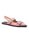 Buy_Dang Shoes_Peach Leather Metallic Rivet Double Strap Flats _at_Aza_Fashions