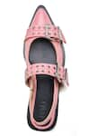 Buy_Dang Shoes_Peach Leather Metallic Rivet Double Strap Flats _Online_at_Aza_Fashions