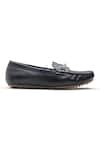 Shop_Dang Shoes_Black Tam Horse Shoe Metal Piece Embellished Moccasins _at_Aza_Fashions