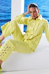 Buy_House of Zeniaa_Yellow Cotton Rivet Collared Lemon Loaf Shirt With Pant _Online_at_Aza_Fashions