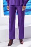 House of Zeniaa_Purple Cotton Embroidered Collared Adina Pleated Shirt And Pant Set _Online_at_Aza_Fashions