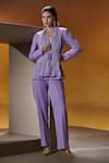 Buy_House of Zeniaa_Purple Luxury Crepe Embellished Stone Plunge-v Aster Goddess Blazer With Pant _at_Aza_Fashions