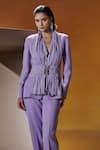 Buy_House of Zeniaa_Purple Luxury Crepe Embellished Stone Plunge-v Aster Goddess Blazer With Pant _Online_at_Aza_Fashions