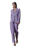 Shop_House of Zeniaa_Purple Luxury Crepe Embellished Stone Plunge-v Aster Goddess Blazer With Pant _Online_at_Aza_Fashions