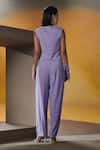 Shop_House of Zeniaa_Purple Soft Crepe Embellished Stone V-neck Iris Waistcoat With Pant _at_Aza_Fashions