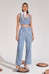 Buy_House of Zeniaa_Blue Denim Embroidered Sequins Square All About You Top And Pant Set _at_Aza_Fashions