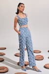 Buy_House of Zeniaa_Blue Denim Embroidered Sequins Square All About You Top And Pant Set _Online_at_Aza_Fashions