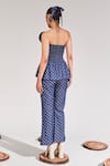 Shop_House of Zeniaa_Blue Soft Denim Printed Floral Tube Orchid Ruffle Top With Pant _at_Aza_Fashions