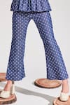 Shop_House of Zeniaa_Blue Soft Denim Printed Floral Tube Orchid Ruffle Top With Pant _Online_at_Aza_Fashions