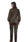 Buy_House of Zeniaa_Brown Knit Collared Turn And Twist Shimmer Shirt With Pant _Online_at_Aza_Fashions