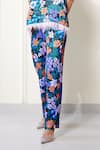 Buy_House of Zeniaa_Multi Color Luxury Satin Printed Floral Soft Breeze Top And Pant Co-ord Set _Online_at_Aza_Fashions