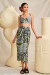 Buy_Jodi_Green Modal Handblock Printed Sohrai Art Draped Skirt _at_Aza_Fashions