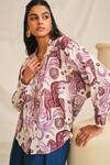 Buy_Jodi_Pink Handloom Cotton Hand Block Printed Cheriyal Collar Shirt _Online_at_Aza_Fashions