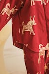 Shop_Jodi_Red Poplin Handblock Printed Gond Collar Shirt And Trouser Set _Online_at_Aza_Fashions