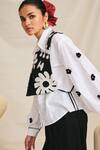 Buy_Jodi_White Cotton Embroidery Crochet Flowers Collar Meso Shirt _Online_at_Aza_Fashions