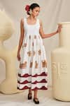 Buy_Jodi_White Poplin Print Geometric Round Chittara Dress _at_Aza_Fashions