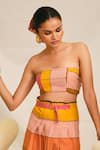 Buy_Jodi_Pink Handloom Kala Cotton Checkered Straight Aipan Bralette _at_Aza_Fashions