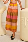 Shop_Jodi_Pink Handloom Kala Cotton Checkered Aipan Skirt _at_Aza_Fashions