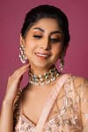 Shop_Queens Jewels_Multi Color Pearls, Stones Studded Navratna Choker Necklace Set _at_Aza_Fashions